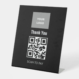 QR Code Contactless Scannable Menu Logo White Pedestal Sign