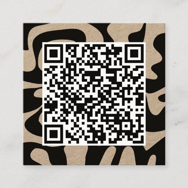 QR Code Cool Modern Creative Black Eco Kraft Square Business Card (Front)
