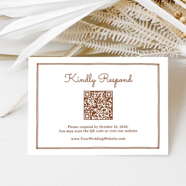 QR Code Copper Rust Western Wedding RSVP Card (Creator Uploaded)