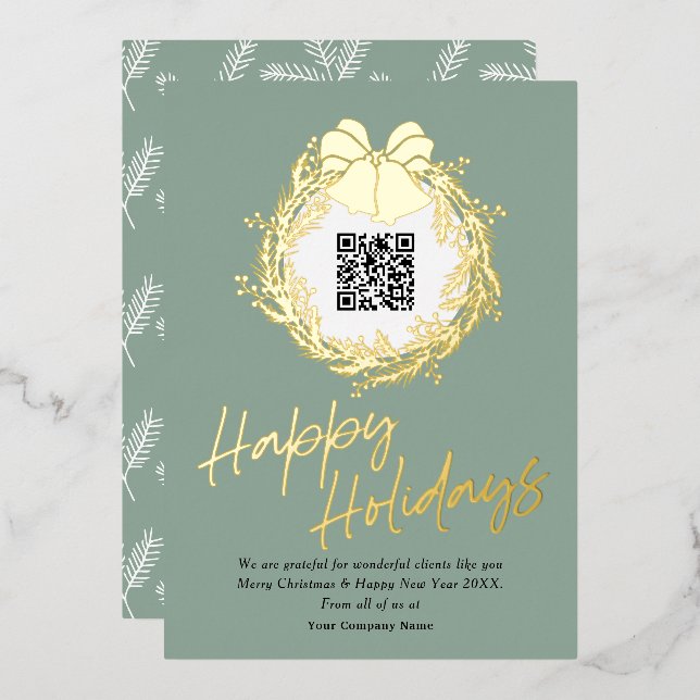 QR code corporate business happy holiday cards (Front/Back)