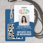 QR Code Corporate Logo Employee Photo Classic Blue