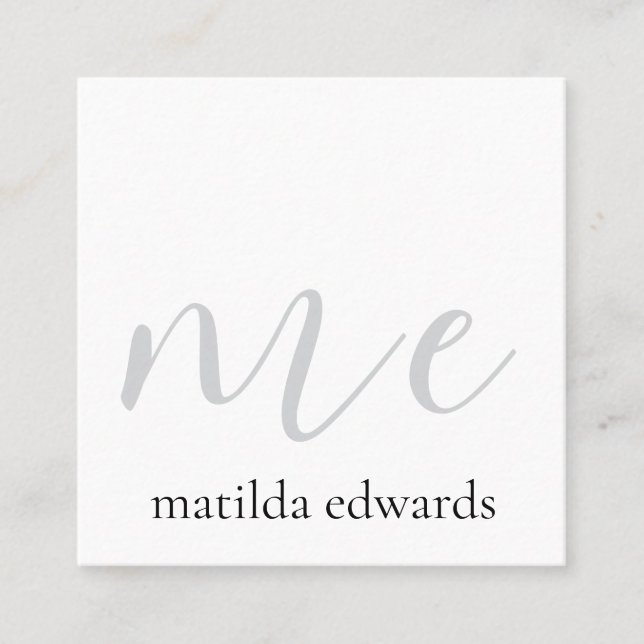 QR Code Cosmetics Elegant Modern Unique White Square Business Card (Front)