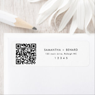 QR Code Couple Names Wedding Return Address Label