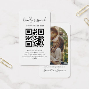 QR Code Couples Photo RSVP Wedding Enclosure Card