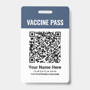 QR Code Covid Vaccine Pass Navy Blue ID Badge