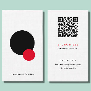 QR Code Creative Contemporary Black Red Circle Business Card