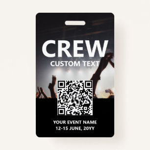Qr Code Crew Access Pass Custom Event Badge ID Badge