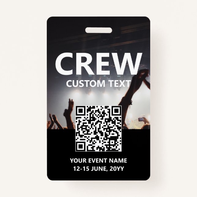Qr Code Crew Access Pass Custom Event Badge ID Badge (Front)