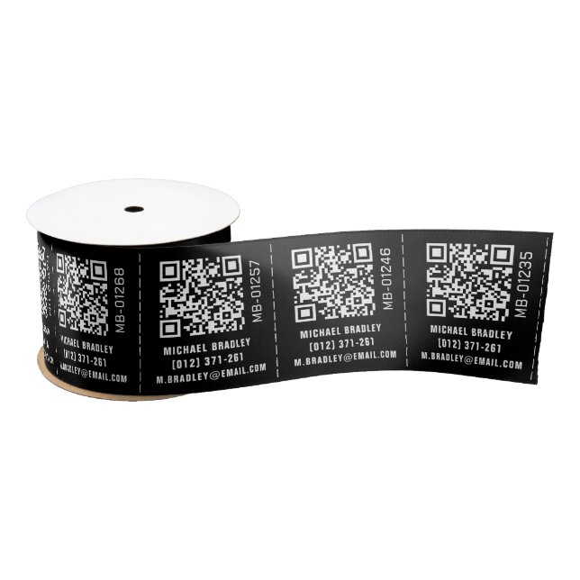 QR Code Custom Business Garment Clothing Labels Satin Ribbon (Spool)