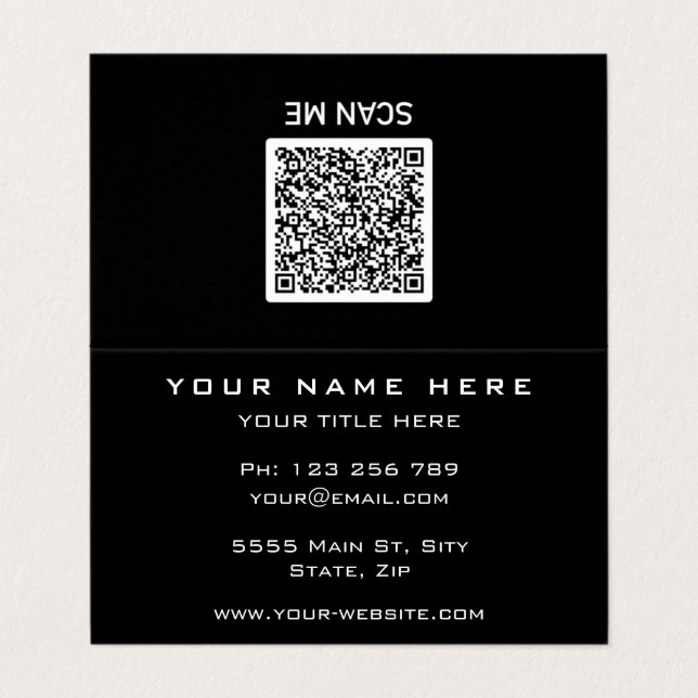 QR code Custom Colours and Font Business Card (Outside Unfolded)