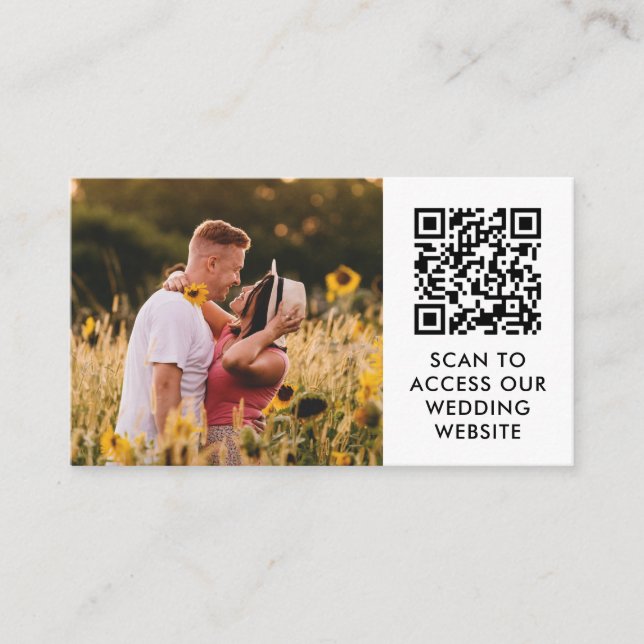 QR Code & Custom Photo Wedding Website Details Enclosure Card (Front)