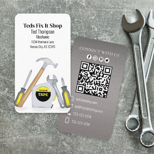 QR Code Custom Social Media Mechanic Tools Business Card