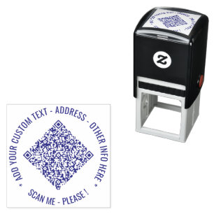 QR Code Custom Text Address Round Stamp Example