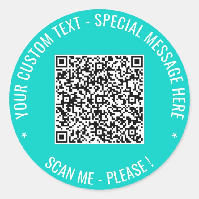QR Code Custom Text and Colour Sticker Template (Front)