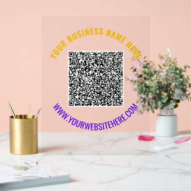 QR Code Custom Text Business Acrylic Sign Template (Wedding)