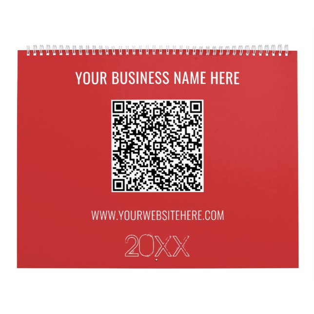QR Code Custom Text Business Calendar Your Colours (Cover)