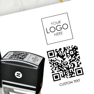 QR Code Custom Text Business Logo Personalised Self-inking Stamp