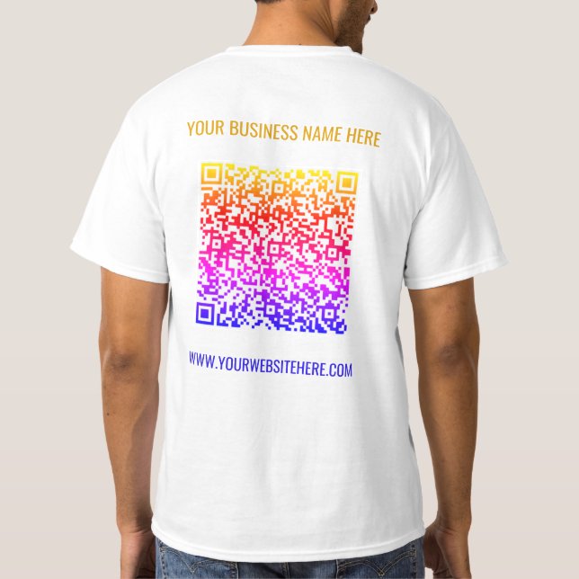 QR Code Custom Text Business T-Shirt Choose Colour (Back)