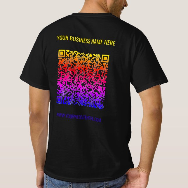 QR Code Custom Text Business T-Shirt Your Colours (Back)