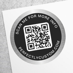 QR code custom text golden gradient border black   Classic Round Sticker
