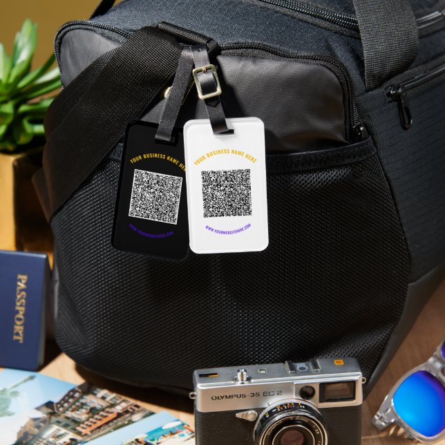 QR Code Custom Text Luggage Tag - Choose Colours (Front & Back)