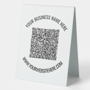 QR Code Custom Text Personalised Table Tent Sign