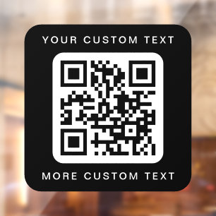 QR code custom text top and bottom black and white