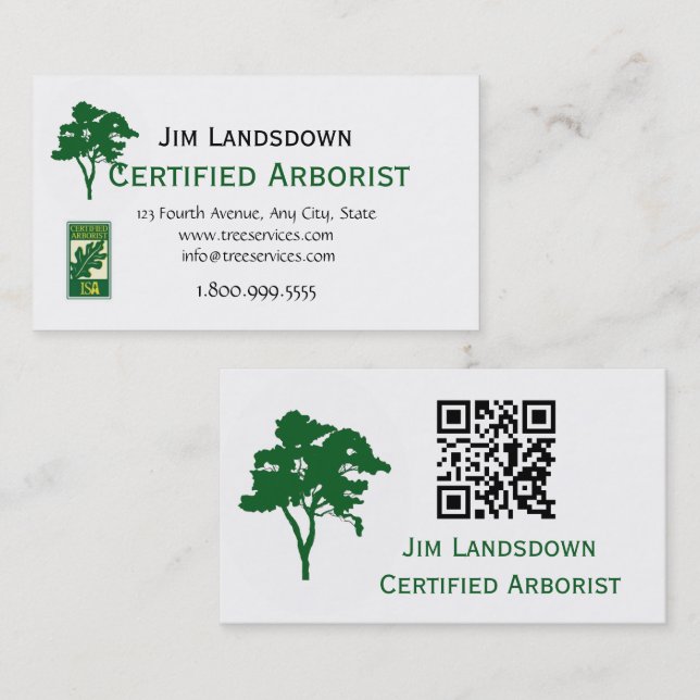 QR Code Custom Tree Arborist Business Card (Front/Back)