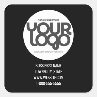 QR Code Customisable Modern Black Business Card Square Sticker