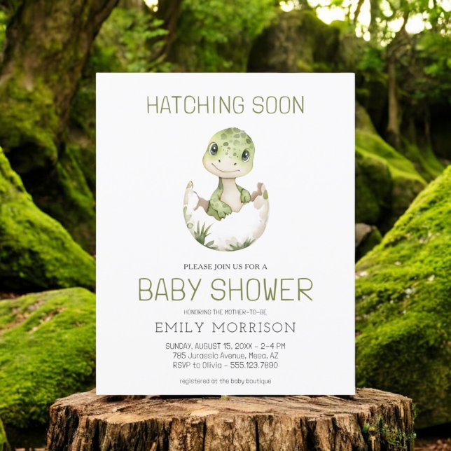 QR Code Cute Dinosaur Hatching Soon Baby Shower (Creator Uploaded)