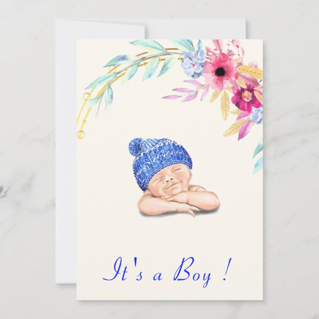 QR Code Cute Sleeping Baby Boy Shower Invitation (Back)