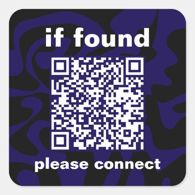 QR Code Dark Blue lost found Square Sticker (Front)