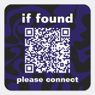 QR Code Dark Blue lost found Square Sticker