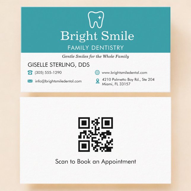 QR Code Dentistry Dental Office  Business Card (Creator Uploaded)