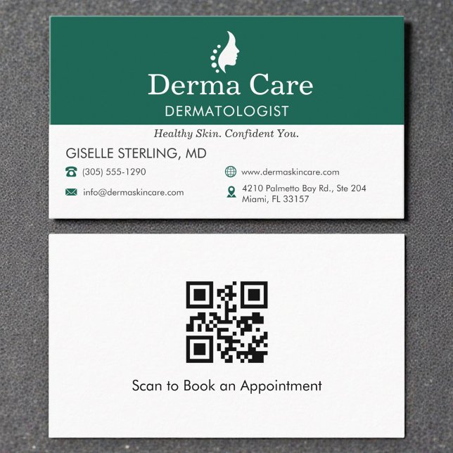QR Code Dermatologist Office Skin Care Icon Business Card (Creator Uploaded)