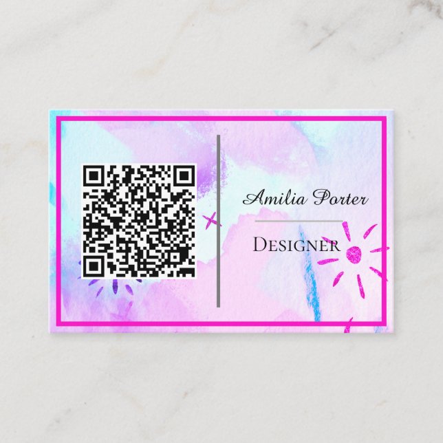 QR Code Designer Script Business Card (Front)