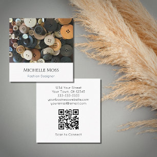 QR code Designer Sewing Buttons Simple Typography Square Business Card