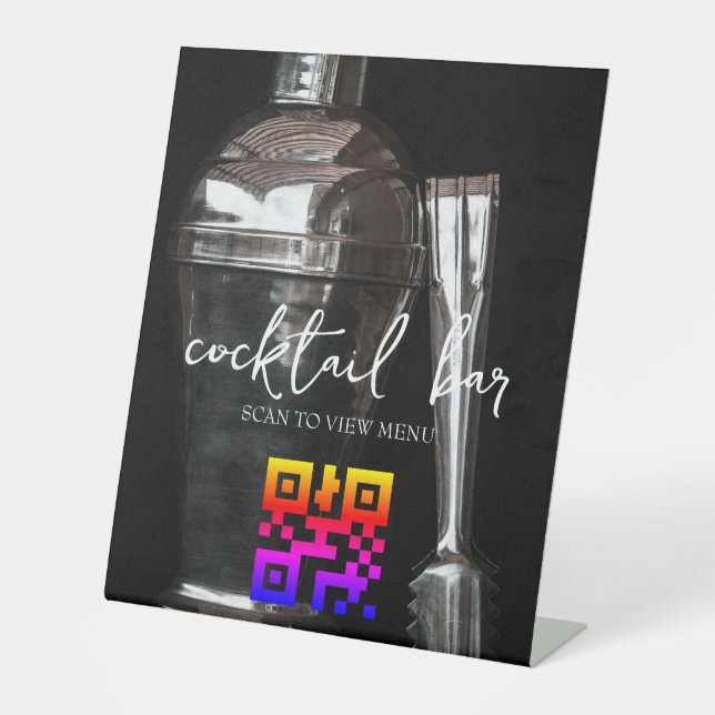 QR Code Digital Menu cocktail bar Pedestal Sign (Front)