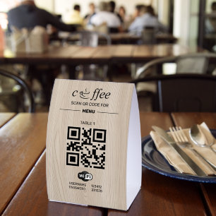QR Code Digital Menu Wooden Paper
