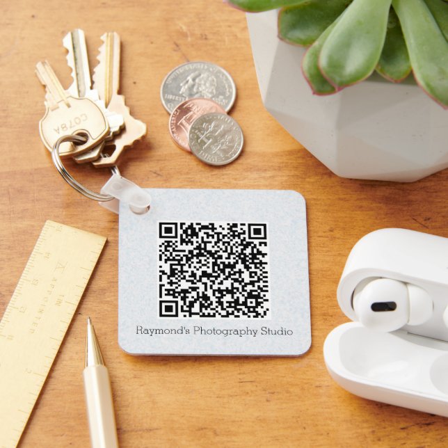 QR Code Double Sided Custom Business Site Code Key Key Ring (Desk)