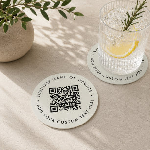 QR Code Drink Coasters Grey Scannable Business