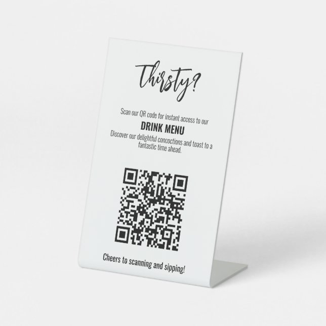 💍 QR code Drinks  Minimalist Elegant  Pedestal Sign (Front)