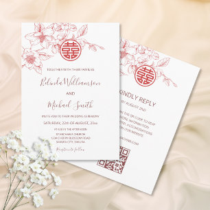 QR Code   Dusty Pink White Wedding Invitation