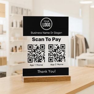 QR Code E-Wallet Payment By Mobile Digital Wallets Acrylic Sign