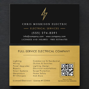 QR Code Electric Company Electrician Business Card