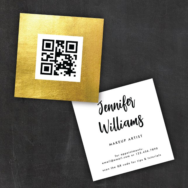 QR Code Elegant and Modern Gold Square Business Card (Creator Uploaded)