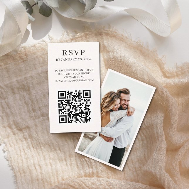 QR Code elegant chic photo online RSVP Enclosure  Card (Creator Uploaded)
