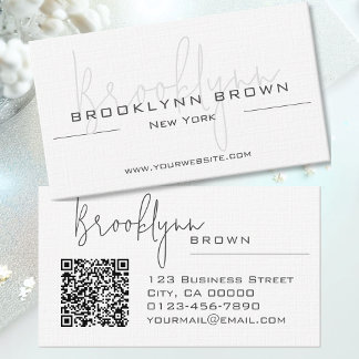 QR Code Elegant Classy Classic Minimalist Chic Business Card