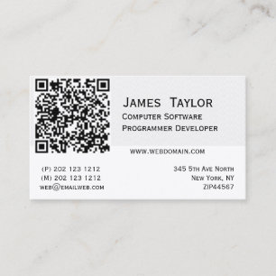 QR Code Elegant Computer Programmer   Professional Business Card
