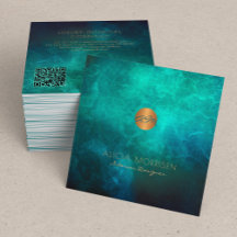 QR code elegant dark green watercolor monogrammed